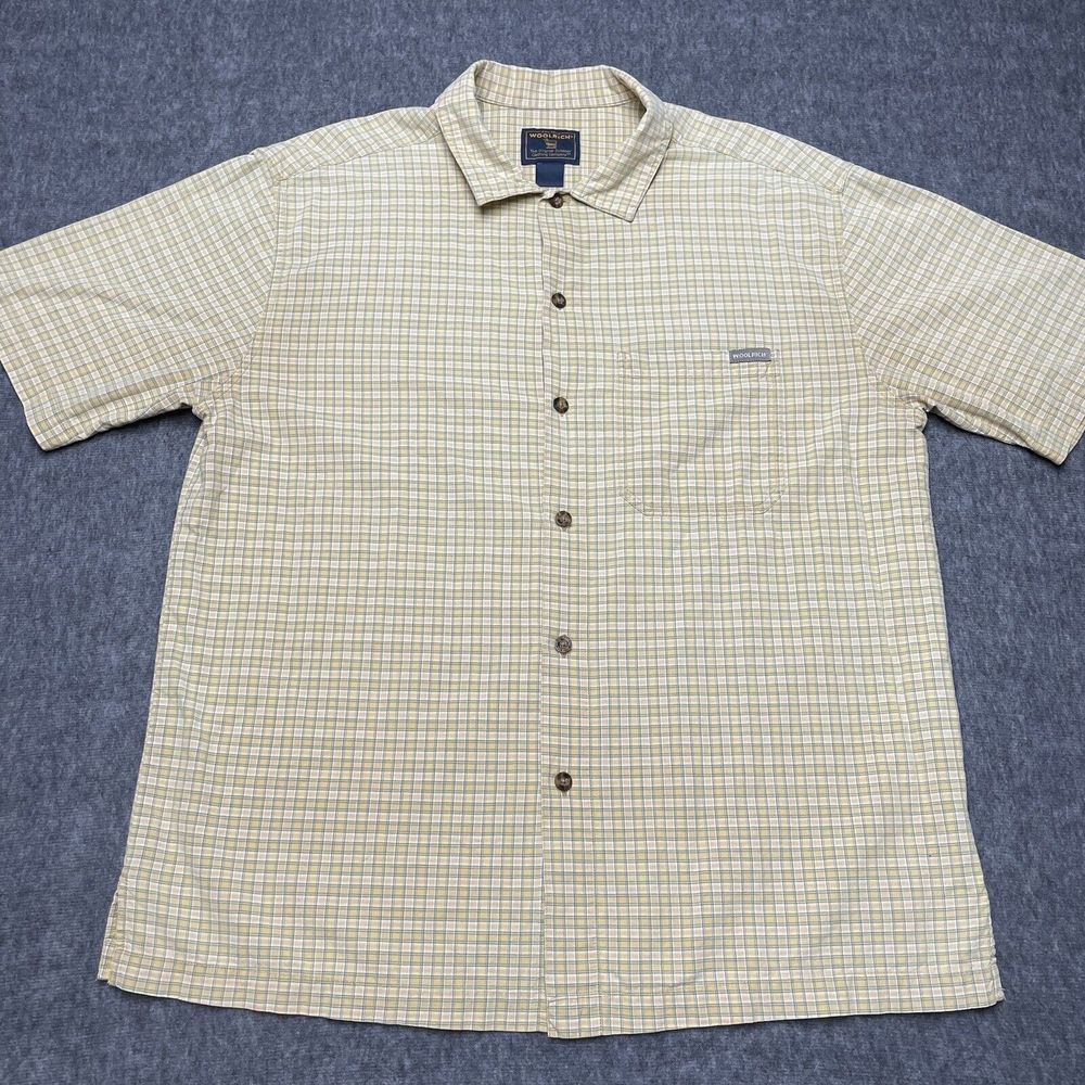 Woolrich Button Up Shirt Men’s Large Yellow Check Front Pocket